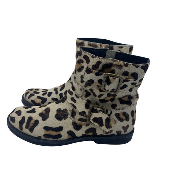 Johnnie b Boden Size 37 (US Size 6)Leather Calf Hair Side Zip Booties, Leopard - Picture 7 of 9